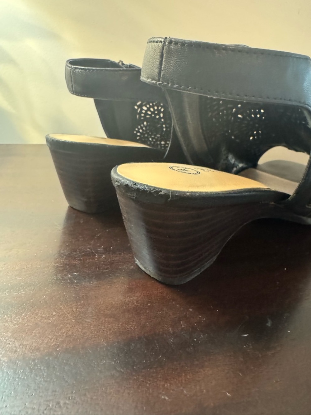Bella Vita Black Perforated Open-Toe Slingback Mules - Picture 4 of 5